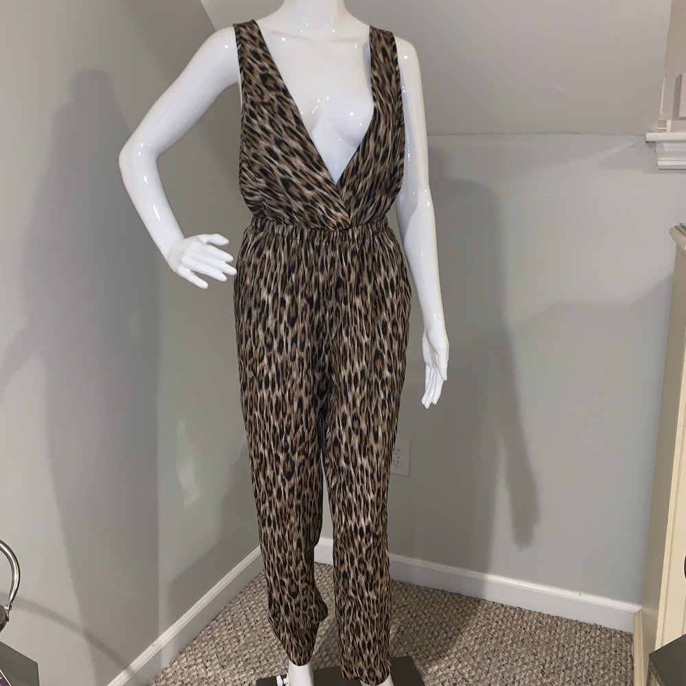 Silky cheetah print jumpsuit